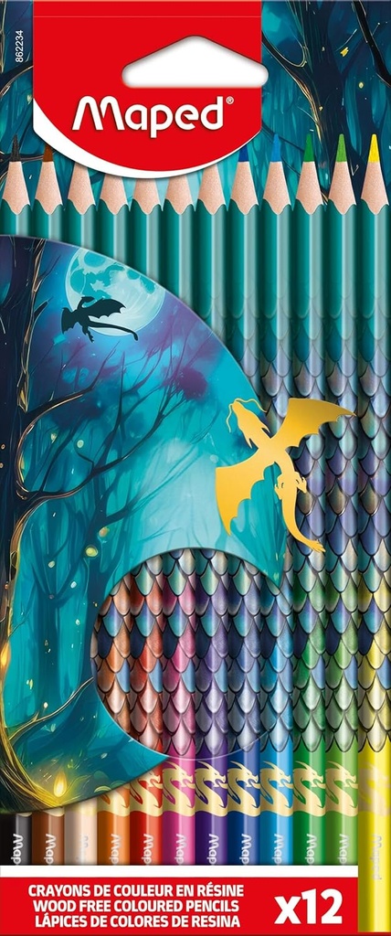 Crayon Couleurs Dragon Triang Bte de 12 Maped
