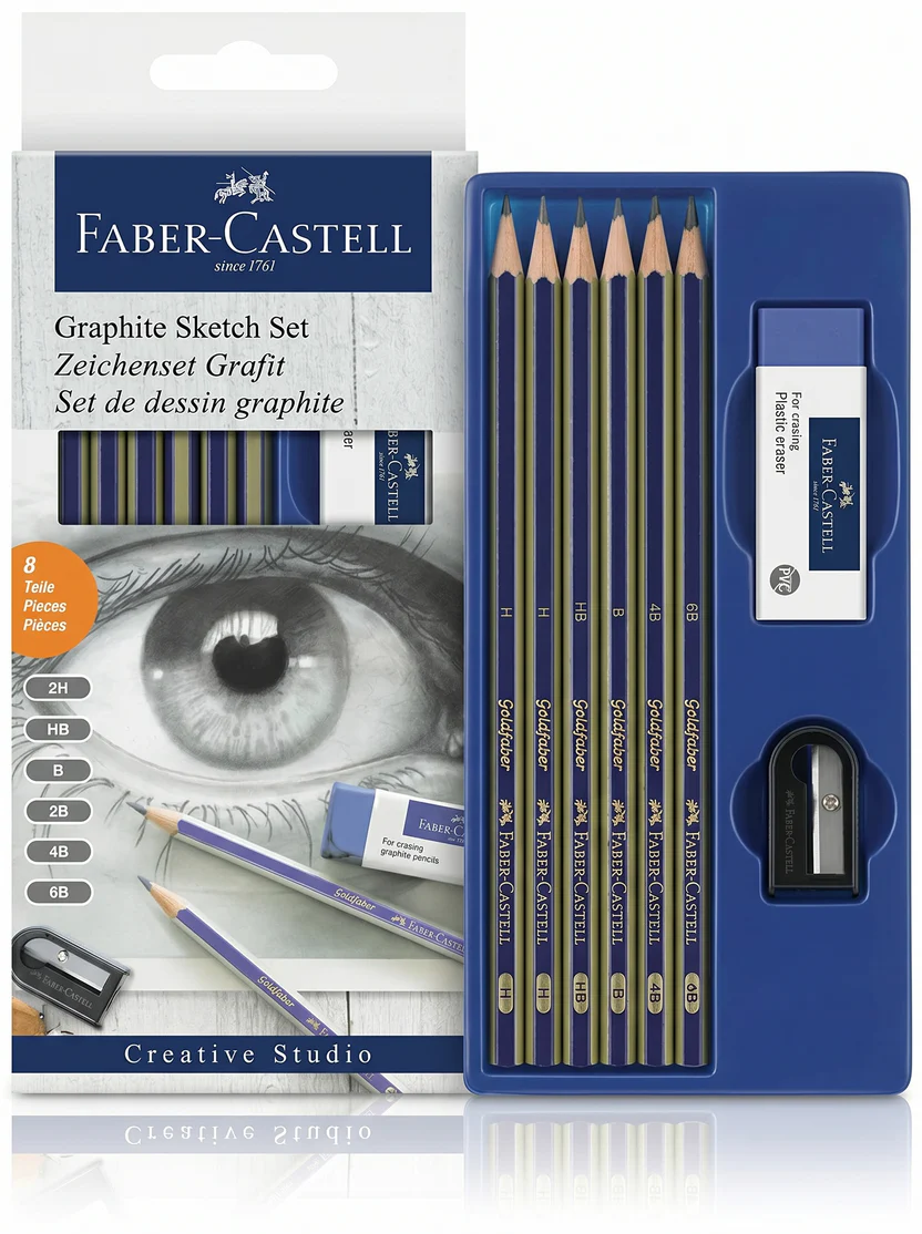 Goldfaber Crayons Graphites Set de 6+ Gomme&Taille Crayon Faber Castel